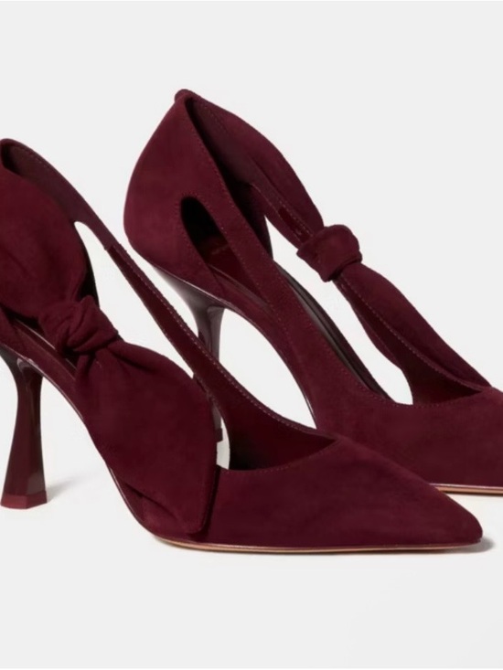 kate spade Shoes - kate spade Burgundy Suede Knot Slingback Heels